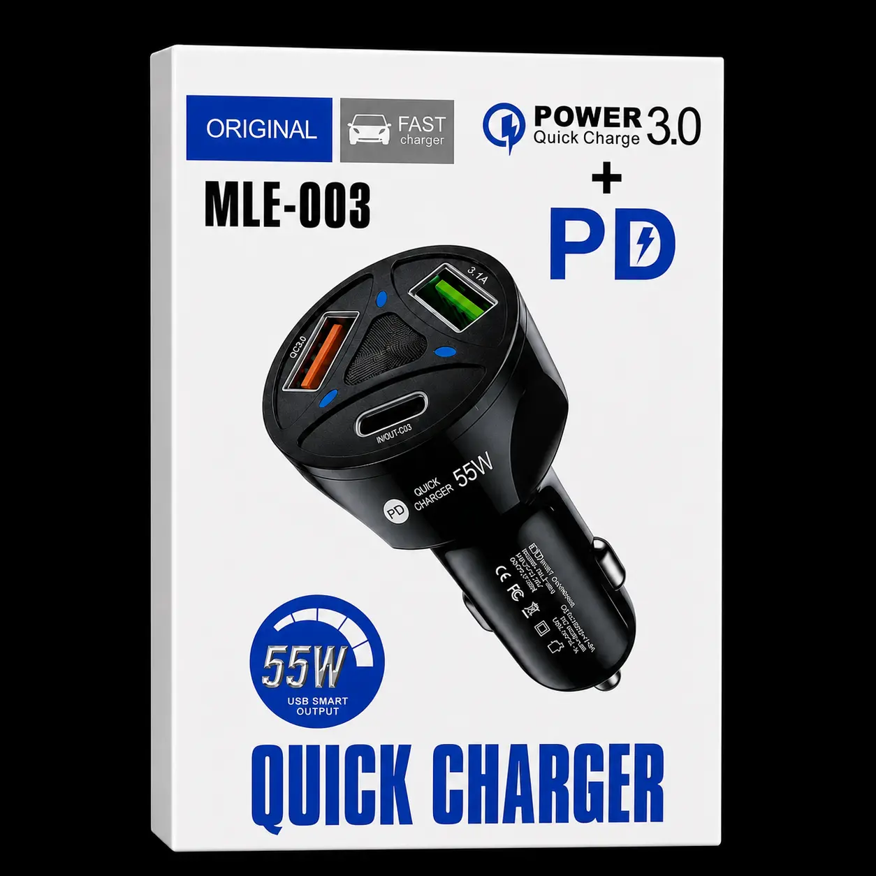 Adaptador de carga vehicular 3 puertos 55w Carga rápida tipo C.png