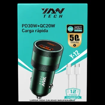 Cargadores vehicular 50w Tipo C Carga rápida