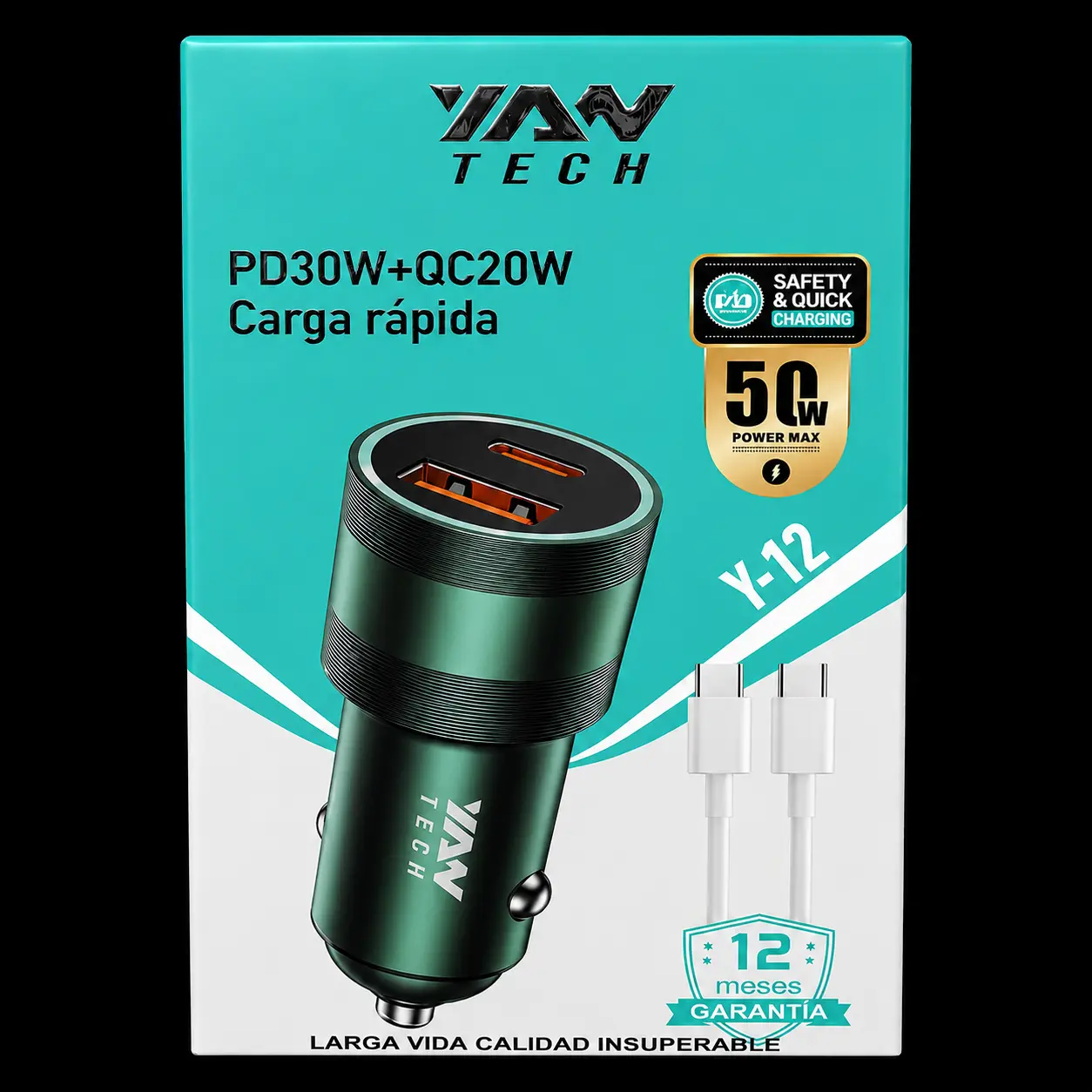 Cargadores vehicular 50w tipo C Carga rápida (1)